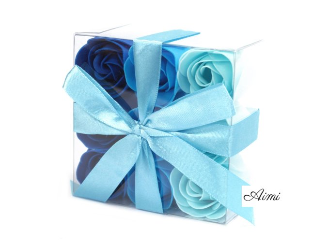 Sada 9 Mydlových Kvetov - Svadobné Modré