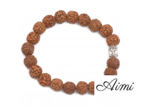 Rudraksha Mala Buddha Náramok - Hnedý