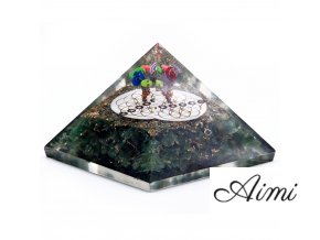 Orgonit Pyramída - Zelený Aventurín a Kvet Života - 70 mm (Varianta Zelený Aventurín a Kvet Života - 70 mm)