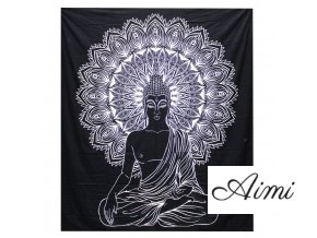 Black & White Prikrývka na Posteľ (Dvojlôžko) - Budha