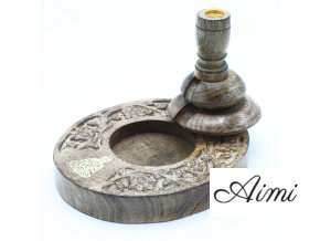Stojan na Vonné Kužele "Tečúci Dym" - Mangové Drevo - Stredný - Buddha (Varianta Mangové Drevo - Stredný)