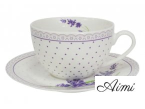 Šálka s podšálkou kávová súprava 6+6 porcelán 250ml s motívom LEVANDULA