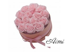 Darčekový Box z Mydlový Kvetov - 14 Ružových Ruží - Kruh