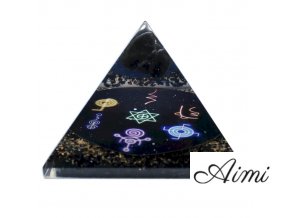 Orgonitová Pyramída - Polnočné Reiki - 90mm (Varianta Polnočné Reiki - 90mm)