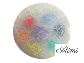 Malá Selenitová Podložka 8cm - Chakra - Farebná (Varianta Chakra  - Farebná)