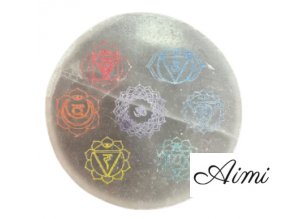 Stredná Selenitová Podložka 10cm - Chakra - Farebná (Varianta Chakra - Farebná)