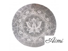 Stredná Selenitová Podložka 10cm - Lotus Mandala