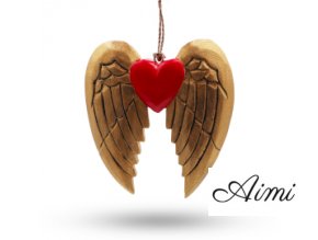 Zlaté Vianočné Anjelské Krídlo so Srdcom - Čierny Detail