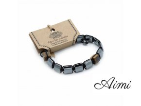 Magnetický Hematitový Náramok Shamballa - Kocky - Tigrie Oko (Varianta Kocky - Tigrie Oko)