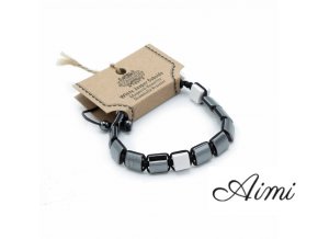Magnetický Hematitový Náramok Shamballa - Kocky - Biely Jaspis (Varianta Kocky - Biely Jaspis)