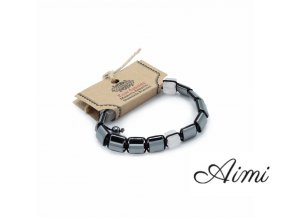 Magnetický Hematitový Náramok Shamballa - Kocky - Ruženín (Varianta Kocky - Ruženín)
