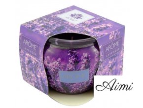 Vonná sviečka fialová levanduľa v skle Lavender