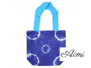 Prírodná Bavlnená Taška Tye-Dye (8 oz) – 38 x 42 x 12 cm – Modré Krúžky – Modré Ramienka (Varianta Prírodná Bavlnená Taška Tye-Dye (8 oz) – 38 x 42 x 12 cm – Modré Krúžky – Modré Ramienka)