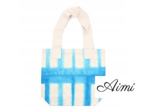 Prírodná Bavlnená Taška Tye-Dye (8oz) - 38x42x12cm - Nebeské Modré Obdĺžniky - Prírodné Ramienka (Varianta 38x42x12cm - Nebeské Modré Obdĺžniky)