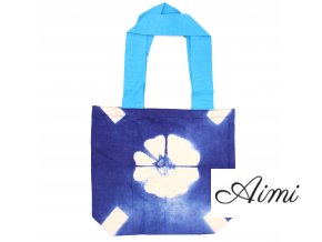 Prírodná Bavlnená Taška Tye-Dye (8oz) - 38x42x12cm - Modrý kvet - Modré Ramienka (Varianta 38x42x12cm - Modrý kvet)