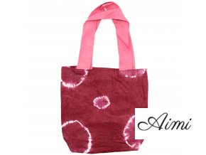 Prírodná Bavlnená Taška Tye-Dye (8oz) - 38x42x12cm - Gaštanové Krúžky - Ružové Ramienka (Varianta 38x42x12cm - Gaštanové Krúžky)