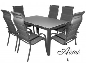 SALERNO MIAMI sivé - hliníkové záhradné sedenie 6 plus 1/ stôl 150x90