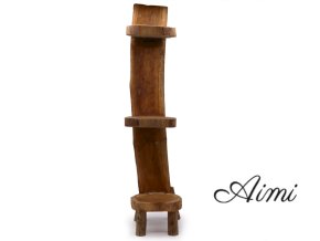 Prírodný Teakový Stojan s 3 policami - Lomený - Výška 100cm (Varianta Lomený - Výška 100cm)