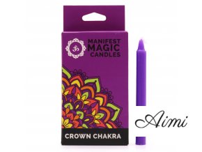 Ezoterické Magické Sviečky (balenie po 12 ks) - Fialové - Korunná Čakra (Varianta Fialové - Korunná Čakra)
