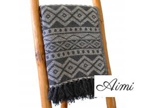 Boho Pohodlný Prehoz - 125 x 150 cm - Sivá Geometria (Varianta 125 x 150 cm - Sivá Geometria)