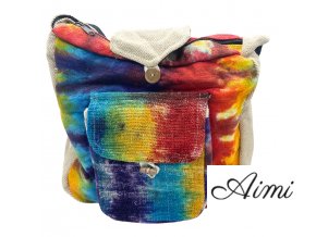 Tie Dye Konopná Študijná Taška s Predným Vreckom (Varianta Tie Dye Konopná Študijná Taška s Predným Vreckom)