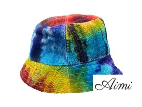 Záplatovaný Klobúk Boho Festival z Konope a Bavlny - Tie Dye