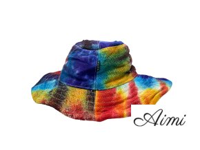 Záplatovaný a Drôtený Klobúk z Konope a Bavlny Boho Festival - Tie Dye