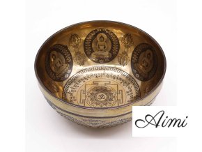 Tibetská Liečivá Gravírovaná Miska - 21cm - Óm a Budha (Varianta 21cm - Óm a Budha)