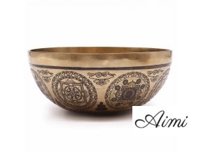 Tibetská Liečivá Gravírovaná Miska - 21cm -7 Čakier a Kvet Života