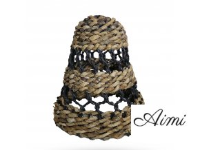 Stredné Tienidlo na Lampu z Banánového Listu Hitam Raffia - H:30xD:26cm