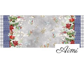 PVC obrus v šírke 140cm KRÁSNE MODRÉ VIANOCE - celá rolka 20 metrov