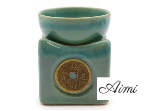 Veľká Aróma Lampa Minca Lucky Coin - Modrozelená