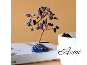 Stromček s Drahými Kameňmi - Sodalit - Podstavec z Modrého Achátu (35 kameňov) (Varianta Sodalit - Podstavec z Modrého Achátu (35 kameňov))