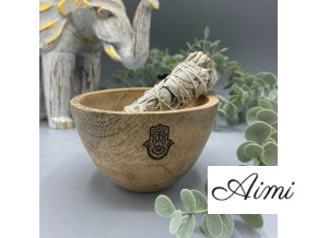 Drevená Rituálna Miska na Vykurovacie Zväzky - Hamsa - 12x7cm (Varianta Hamsa - 12x7cm)