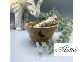 Drevená Rituálna Miska na Vykurovacie Zväzky - Tri Mesiace - 12x7cm (Varianta Tri Mesiace - 12x7cm)