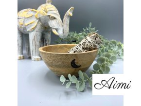 Drevená Rituálna Miska na Vykurovacie Zväzky - Tri Mesiace - 14x7cm (Varianta Tri Mesiace - 14x7cm)