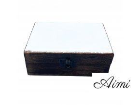 Stredná Drevená Krabička s Keramickou Glazúrou - 15x10x6cm - Biela (Varianta 15x10x6cm - Biela)
