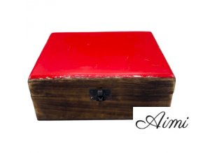 Veľká Drevená Krabička s Keramickou Glazúrou - 20x15x7.5cm - Červená (Varianta 20x15x7.5cm - Červená)