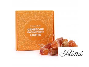 LED Svetelná Reťaz s Drahými Kameňmi - Oranžový Nefrit