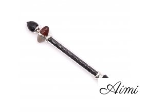 Šiva Lingam Prútik - Čierny Turmalín a Achát - Ochrana (Varianta Čierny Turmalín a Achát - Ochrana)