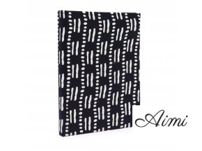 Bavlnené Zápisníky 20x15cm - 96 Strán - Čierne Bodky a Čiarky (Varianta 96 Strán - Čierne Bodky a Čiarky)