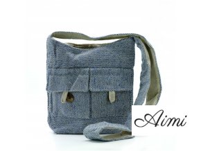 Prírodná Taška s Dvoma Vreckami - Denim - Stredná (Varianta Denim - Stredná)