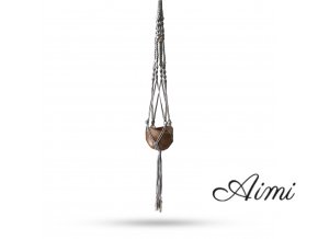 Macramé Závesný Držiak na Kvetináč s Korálkami - Béžový - 1m (Varianta Béžový - 1m)