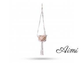 Macramé Závesný Držiak na Kvetináč Obručový - Prírodný - 16cm Obruč (Varianta Prírodný - 16cm Obruč)