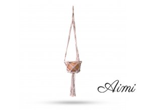 Macramé Závesný Držiak na Kvetináč Obručový - Béžový - 16cm Obruč (Varianta Béžový - 16cm Obruč)