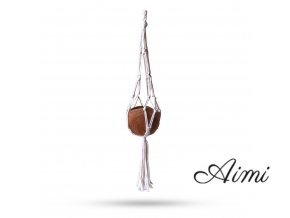 Malý Macramé Závesný Držiak na Kvetináč - Prírodný - 75cm (Varianta Prírodný - 75cm)
