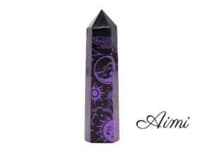 Čierne Obsidiánové Hroty (cca 60-70 g, 9 cm) - Mystický Príbeh - Hlboká Fialová (Varianta Mystický Príbeh - Hlboká Fialová)