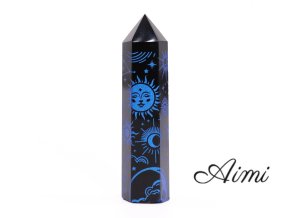 Čierne Obsidiánové Hroty (cca 60-70 g, 9 cm) -Mystický Príbeh - Polnočná Modrá