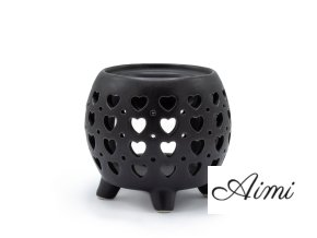 Aroma Lampa Nádoba na Nožickách - Srdiečka - Matná Čierna (Varianta Srdiečka - Matná Čierna)
