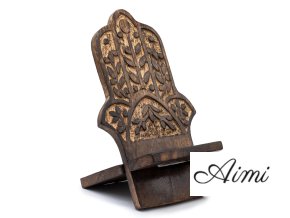 Drevené Vyrezávané Stojany na Telefón - Hamsa 20x9,5cm
